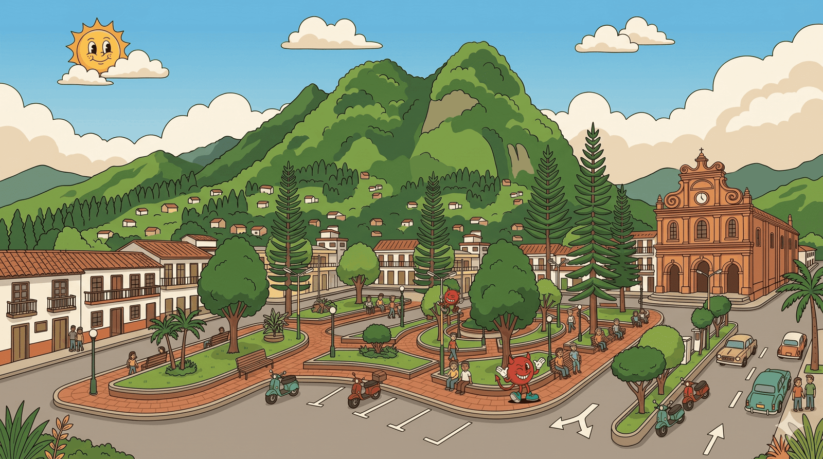 Imagen de Riosucio en estilo cartoon parque de San Sebastian
